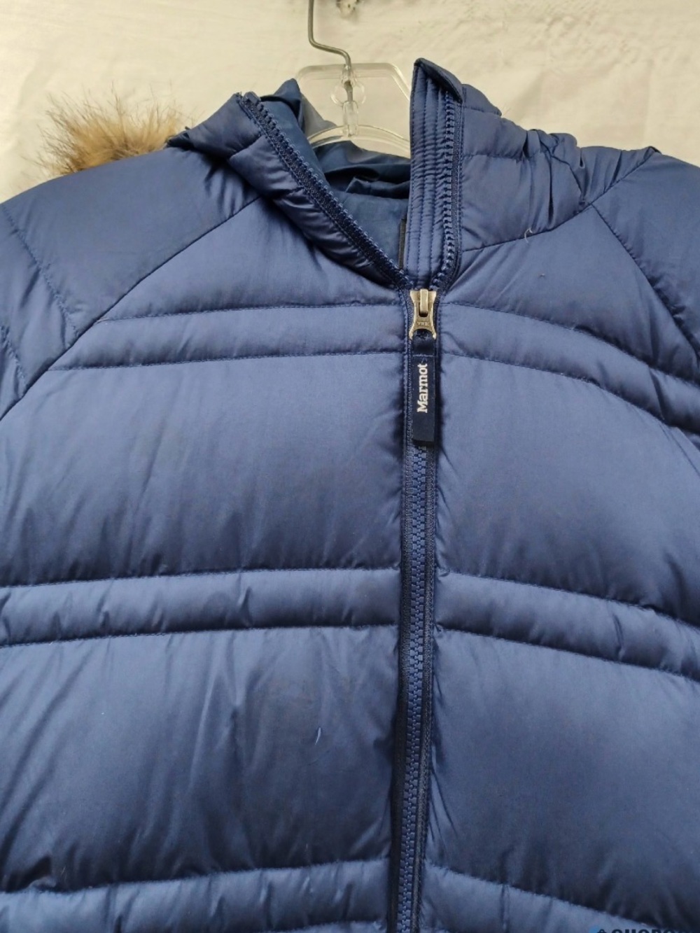 Marmot Women/men Navy Quilted Puffer Jacket with Hood
